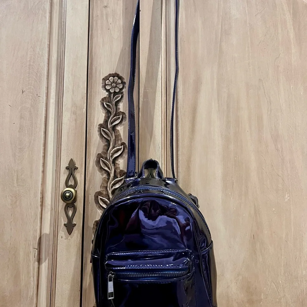 Call It Spring Shiny Dark Purple Navy Backpack - Picture 4 of 15